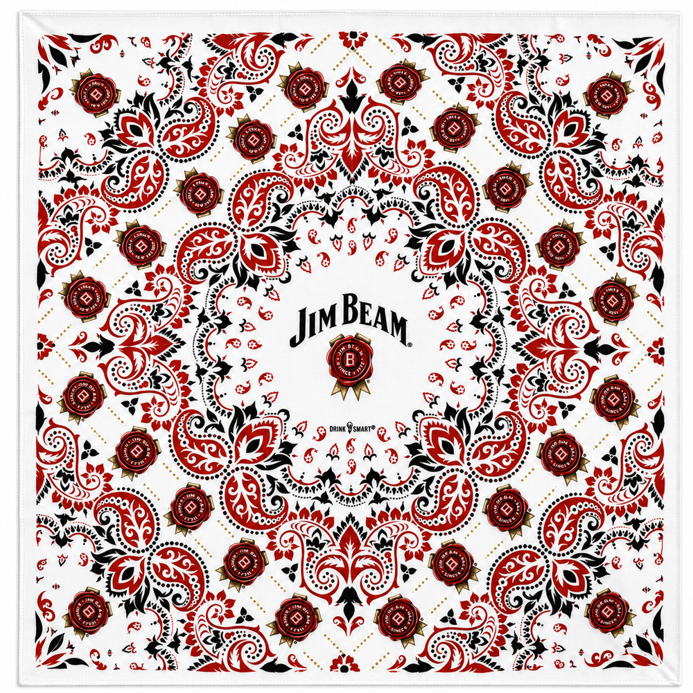 NEW Jim Bean Promo Red White Paisley 22x22 Bandana Handkerchief